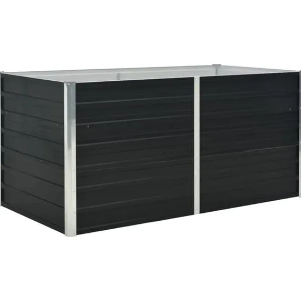 New hævet plantekasse 160x80x77 cm galvaniseret stål antracitgrå - Plantekrukker Krukker & Plantebeholdere