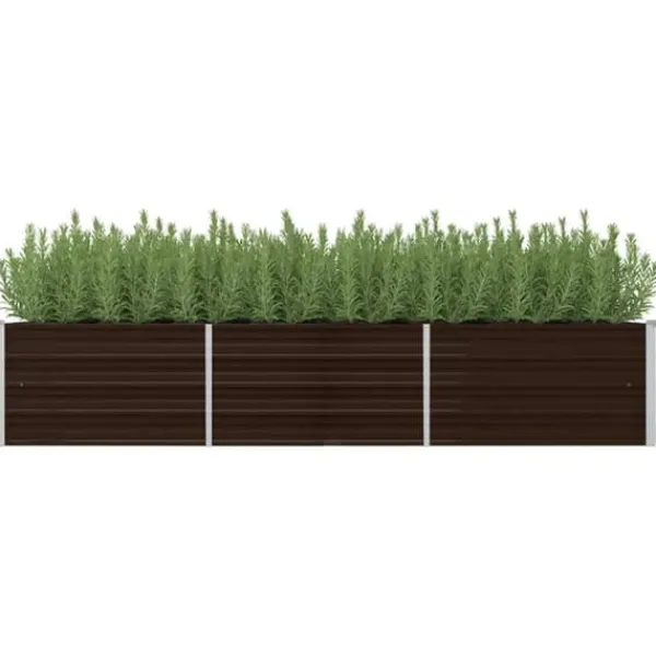 vidaXL Krukker & Plantebeholdere^hævet plantekasse 240x80x45 cm galvaniseret stål brun - Plantekrukker