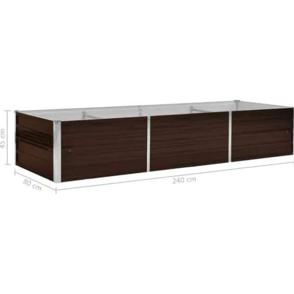 vidaXL Krukker & Plantebeholdere^hævet plantekasse 240x80x45 cm galvaniseret stål brun - Plantekrukker