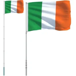 Clearance Irland flag og flagstang 5,55 m aluminium Flag & Vindposer