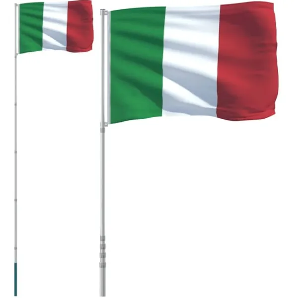 vidaXL Flag & Vindposer^Italien flag og flagstang 5,55 m aluminium