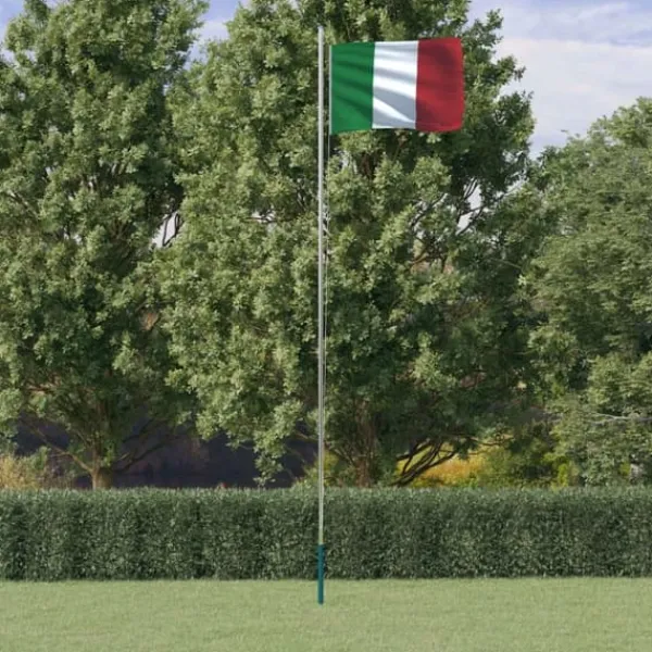 vidaXL Flag & Vindposer^Italien flag og flagstang 6,23 m aluminium - Flag & vimpler