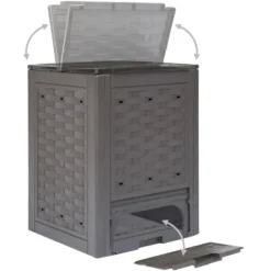 vidaXL Kompostering^kompostbeholder til haven 300 l 60 x 60 x 83 cm brun - Kompostbeholdere