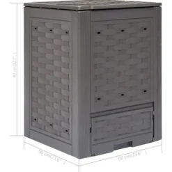 vidaXL Kompostering^kompostbeholder til haven 300 l 60 x 60 x 83 cm brun - Kompostbeholdere