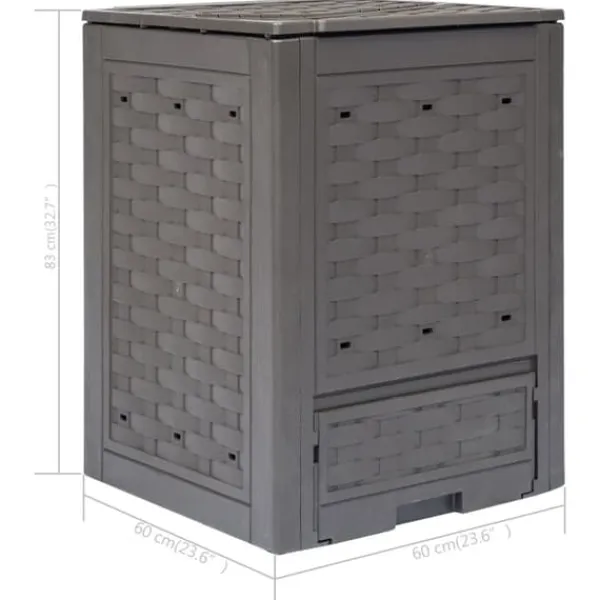 vidaXL Kompostering^kompostbeholder til haven 300 l 60 x 60 x 83 cm brun - Kompostbeholdere