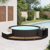 vidaXL Spa & Udendørsbad^omkrans til spa polyrattan og akacietræ sort