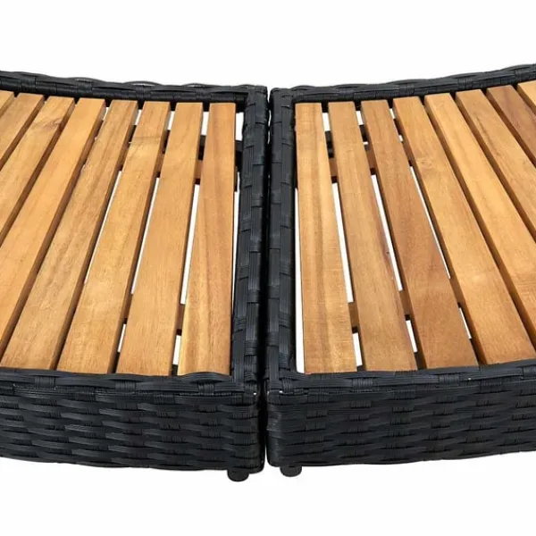 vidaXL Spa & Udendørsbad^omkrans til spa polyrattan og akacietræ sort
