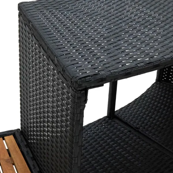 vidaXL Spa & Udendørsbad^omkrans til spa polyrattan og akacietræ sort