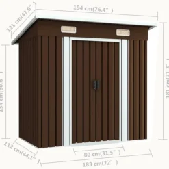 New opbevaringsskur til haven 194x121x181 cm stål brun - Skure & Redskabsskure Skure, Garager & Carports