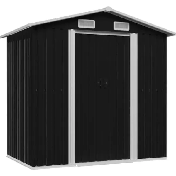 Best opbevaringsskur til haven 204x132x186 cm stål antracitgrå - Skure & Redskabsskure Skure, Garager & Carports