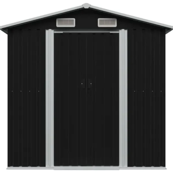 Best opbevaringsskur til haven 204x132x186 cm stål antracitgrå - Skure & Redskabsskure Skure, Garager & Carports