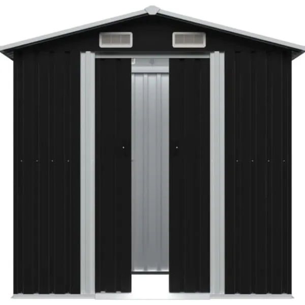 Best opbevaringsskur til haven 204x132x186 cm stål antracitgrå - Skure & Redskabsskure Skure, Garager & Carports