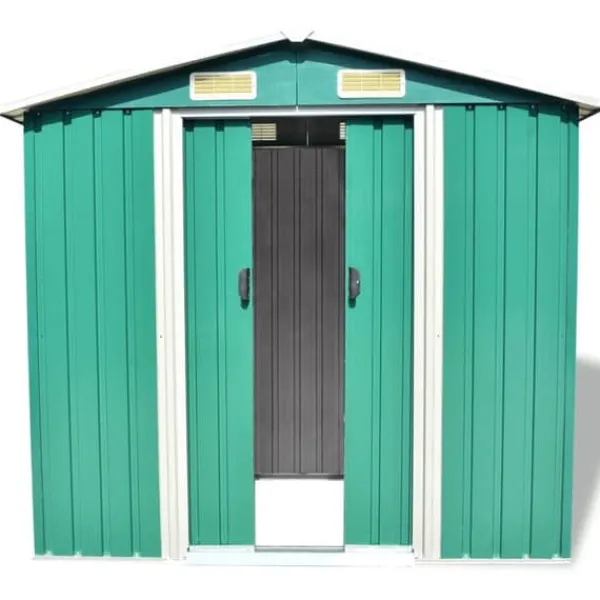 vidaXL Skure, Garager & Carports^opbevaringsskur til haven 204x132x186 cm metal grøn - Skure & Redskabsskure