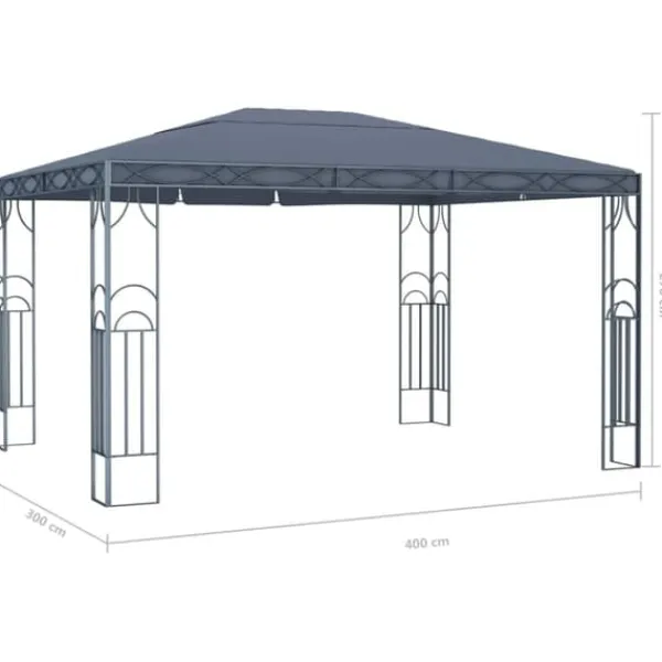 Hot pavillon 400 x 300 cm antracitgrå - Festtelte & havepavilloner Telte & Lysthuse