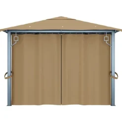 vidaXL Telte & Lysthuse^pavillon med gardin 400x300 cm aluminium gråbrun - Festtelte & havepavilloner