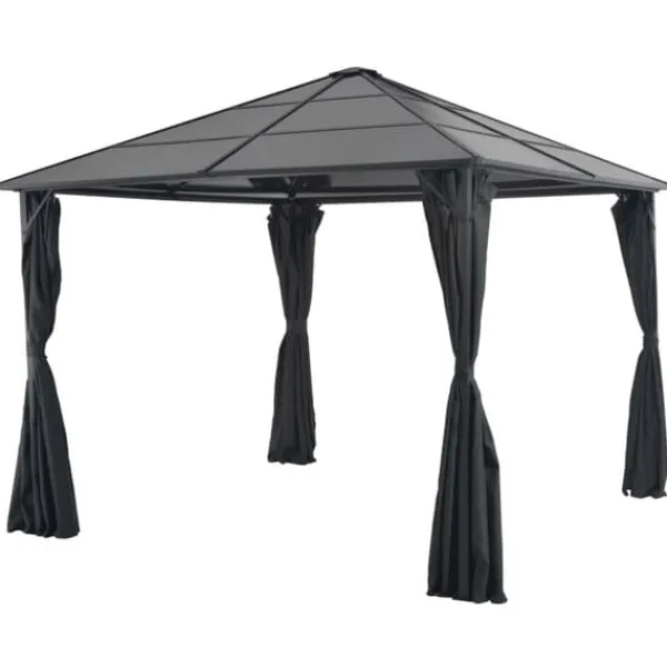Clearance pavillon med gardin aluminium 3 x 3 m sort - Festtelte & havepavilloner Telte & Lysthuse