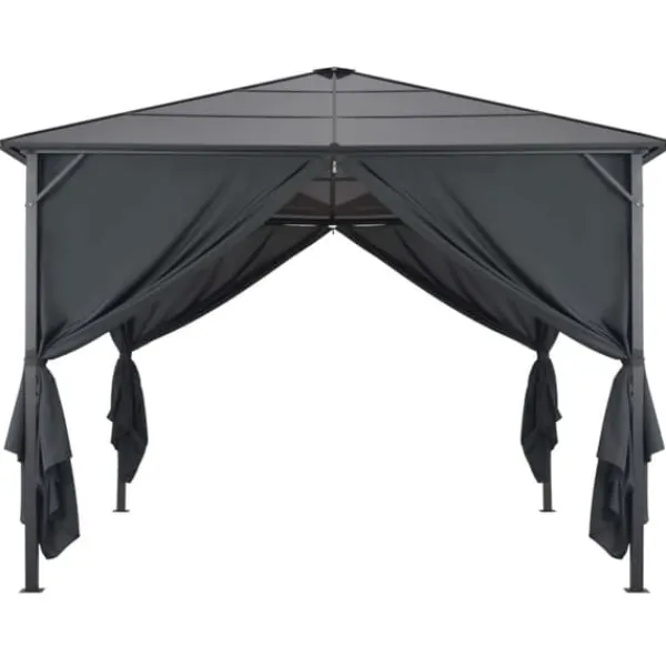 Clearance pavillon med gardin aluminium 3 x 3 m sort - Festtelte & havepavilloner Telte & Lysthuse