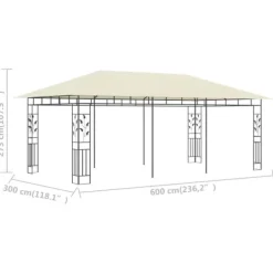 Discount pavillon med myggenet 6x3x2,73 cm cremefarvet - Festtelte & havepavilloner Telte & Lysthuse