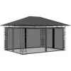 vidaXL Telte & Lysthuse^pavillon med myggenet 4x3x2,73 m 180 g/m² antracitgrå - Festtelte & havepavilloner
