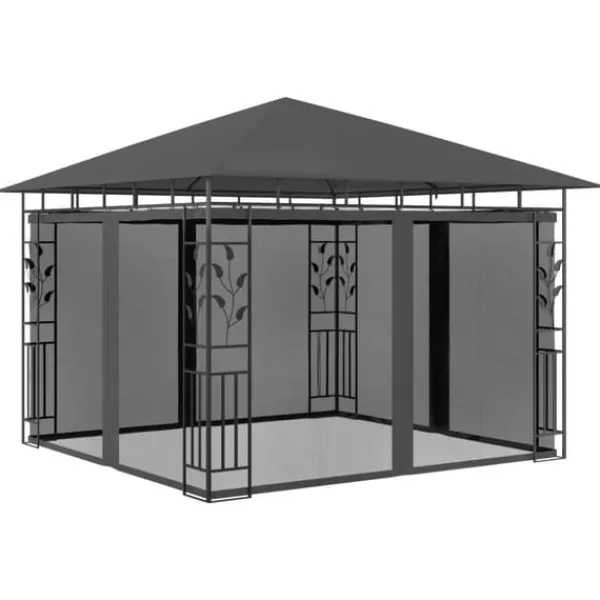 vidaXL Telte & Lysthuse^pavillon med myggenet 3x3x,2,73 m 180 g/m² antracitgrå - Festtelte & havepavilloner