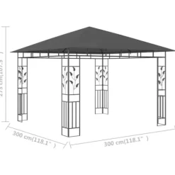 vidaXL Telte & Lysthuse^pavillon med myggenet 3x3x,2,73 m 180 g/m² antracitgrå - Festtelte & havepavilloner