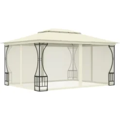 Discount pavillon med net 300x400x265 cm cremefarvet - Festtelte & havepavilloner Telte & Lysthuse