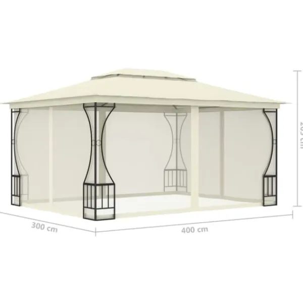 Discount pavillon med net 300x400x265 cm cremefarvet - Festtelte & havepavilloner Telte & Lysthuse
