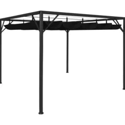 vidaXL Telte & Lysthuse^pavillon med sammenrulleligt tag 3x3 m antracitgrå - Festtelte & havepavilloner