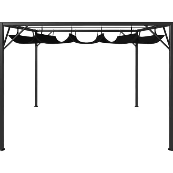 vidaXL Telte & Lysthuse^pavillon med sammenrulleligt tag 3x3 m antracitgrå - Festtelte & havepavilloner