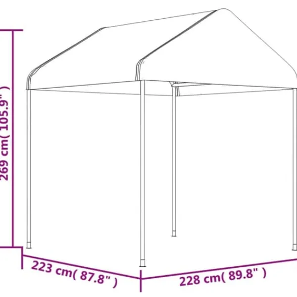 vidaXL Telte & Lysthuse^pavillon med tag 8,92x2,28x2,69 m polyethylen hvid - Festtelte & havepavilloner