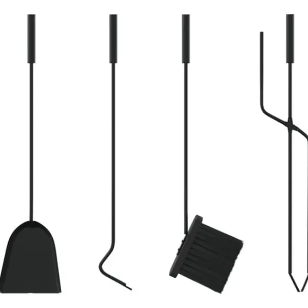 Sale pejsesæt 5 dele 23x15x66 cm stål - Pejseredskaber Tilbehør Til Brændeovne & Pejse