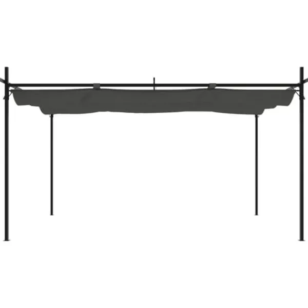 vidaXL Buer, Spalier, Lysthuse Uden Tag^pergola med sammenrulleligt tag 395x292x230 cm antracitgrå - Festtelte & havepavilloner