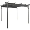 vidaXL Buer, Spalier, Lysthuse Uden Tag^pergola med sammenrulleligt tag 3x3 m 180 g/m² antracitgrå - Havebuer, espalierer & pergolaer