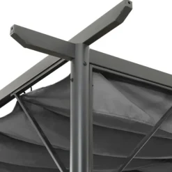 vidaXL Buer, Spalier, Lysthuse Uden Tag^pergola med sammenrulleligt tag 3x3 m 180 g/m² antracitgrå - Havebuer, espalierer & pergolaer
