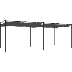 Clearance pergola med sammenrulleligt tag 589x292x230 cm antracitgrå - Festtelte & havepavilloner Buer, Spalier, Lysthuse Uden Tag