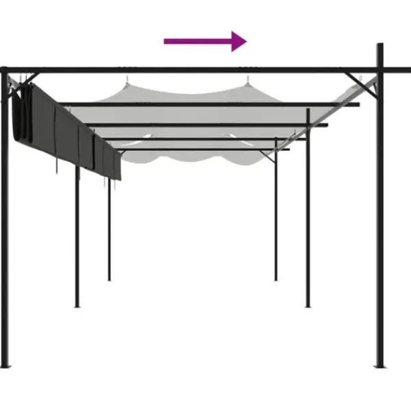 Clearance pergola med sammenrulleligt tag 589x292x230 cm antracitgrå - Festtelte & havepavilloner Buer, Spalier, Lysthuse Uden Tag