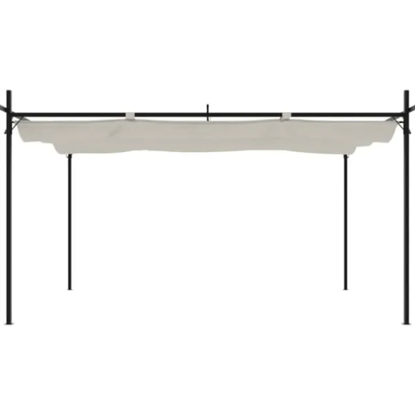 vidaXL Buer, Spalier, Lysthuse Uden Tag^pergola med sammenrulleligt tag 395x292x230 cm cremefarvet - Festtelte & havepavilloner