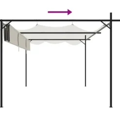 vidaXL Buer, Spalier, Lysthuse Uden Tag^pergola med sammenrulleligt tag 395x292x230 cm cremefarvet - Festtelte & havepavilloner