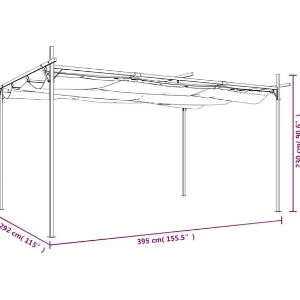 vidaXL Buer, Spalier, Lysthuse Uden Tag^pergola med sammenrulleligt tag 395x292x230 cm cremefarvet - Festtelte & havepavilloner