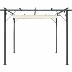 Hot pergola med tilbagetrækkeligt tag 3x3 m stål cremefarvet - Havebuer, espalierer & pergolaer Buer, Spalier, Lysthuse Uden Tag