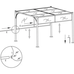vidaXL Buer, Spalier, Lysthuse Uden Tag^pergola tilbagetrækkeligt tag 3x3 m antracitgrå - Havebuer, espalierer & pergolaer