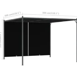 vidaXL Buer, Spalier, Lysthuse Uden Tag^pergola tilbagetrækkeligt tag 3x3 m antracitgrå - Havebuer, espalierer & pergolaer