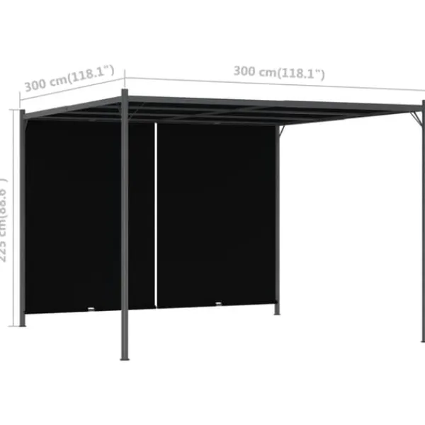 vidaXL Buer, Spalier, Lysthuse Uden Tag^pergola tilbagetrækkeligt tag 3x3 m antracitgrå - Havebuer, espalierer & pergolaer