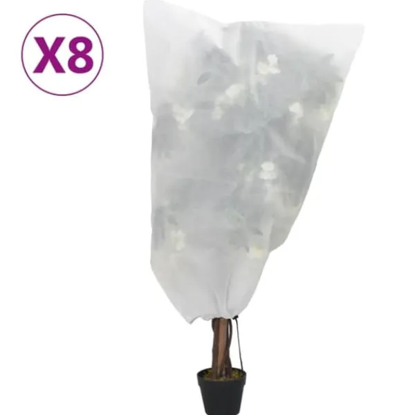 vidaXL Kit Til Plante- & Urtedyrkning^plantebeskyttelse med snore 8 stk. 70 g/m² 0,8x1 m