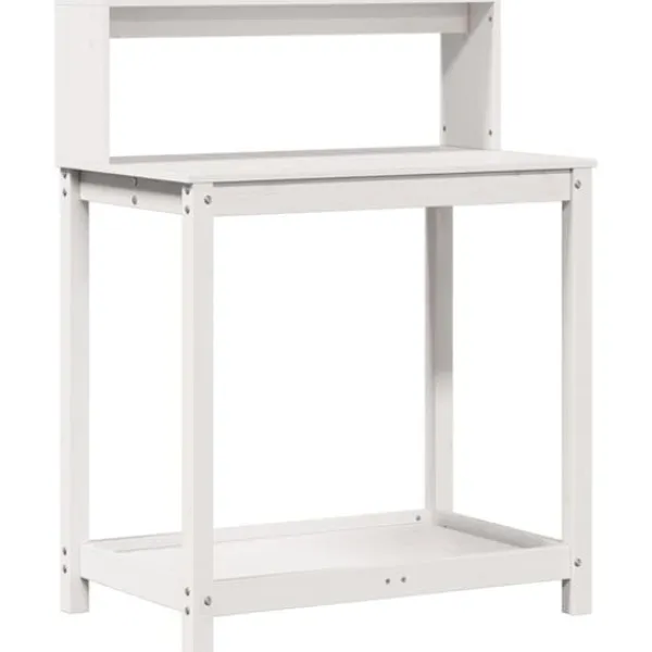 Sale plantebord med hylder 82,5x50x109,5 cm massivt fyrretræ hvid - Planteborde Plantningsbænke