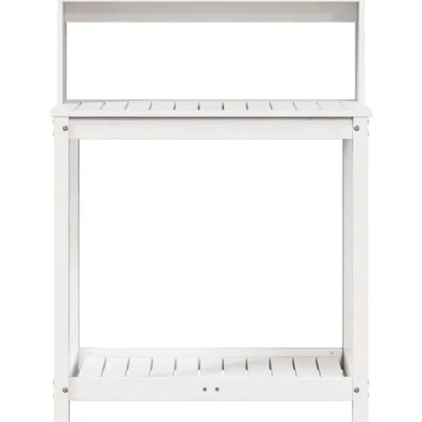 Sale plantebord med hylder 82,5x50x109,5 cm massivt fyrretræ hvid - Planteborde Plantningsbænke