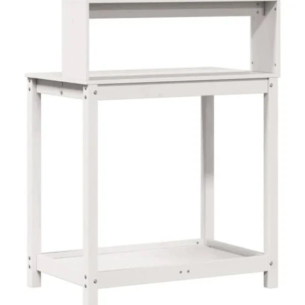 Sale plantebord med hylder 82,5x50x109,5 cm massivt fyrretræ hvid - Planteborde Plantningsbænke