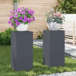vidaXL Plantestativer^Planteholdere 2 pcs Antracit 24 x 24 x 55 cm Stål