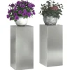 vidaXL Plantestativer^Planteholdere 2 pcs Sølv 24 x 24 x 55 cm Galvaniseret stål