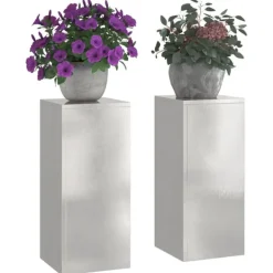 vidaXL Plantestativer^Planteholdere 2 pcs Sølv 24 x 24 x 55 cm Rustfrit stål